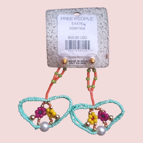 Free People Rita Beaded Dangle Earrings in Blue - Picture 3 of 3